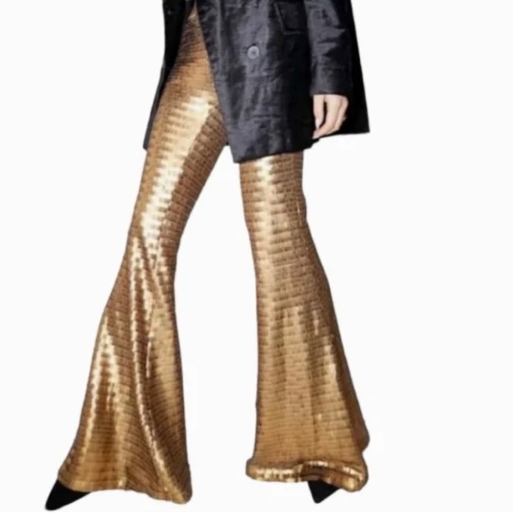 NEW FREE PEOPLE - GOLD SEQUIN PANTS, NEVER WORN - FREE SHIPPING